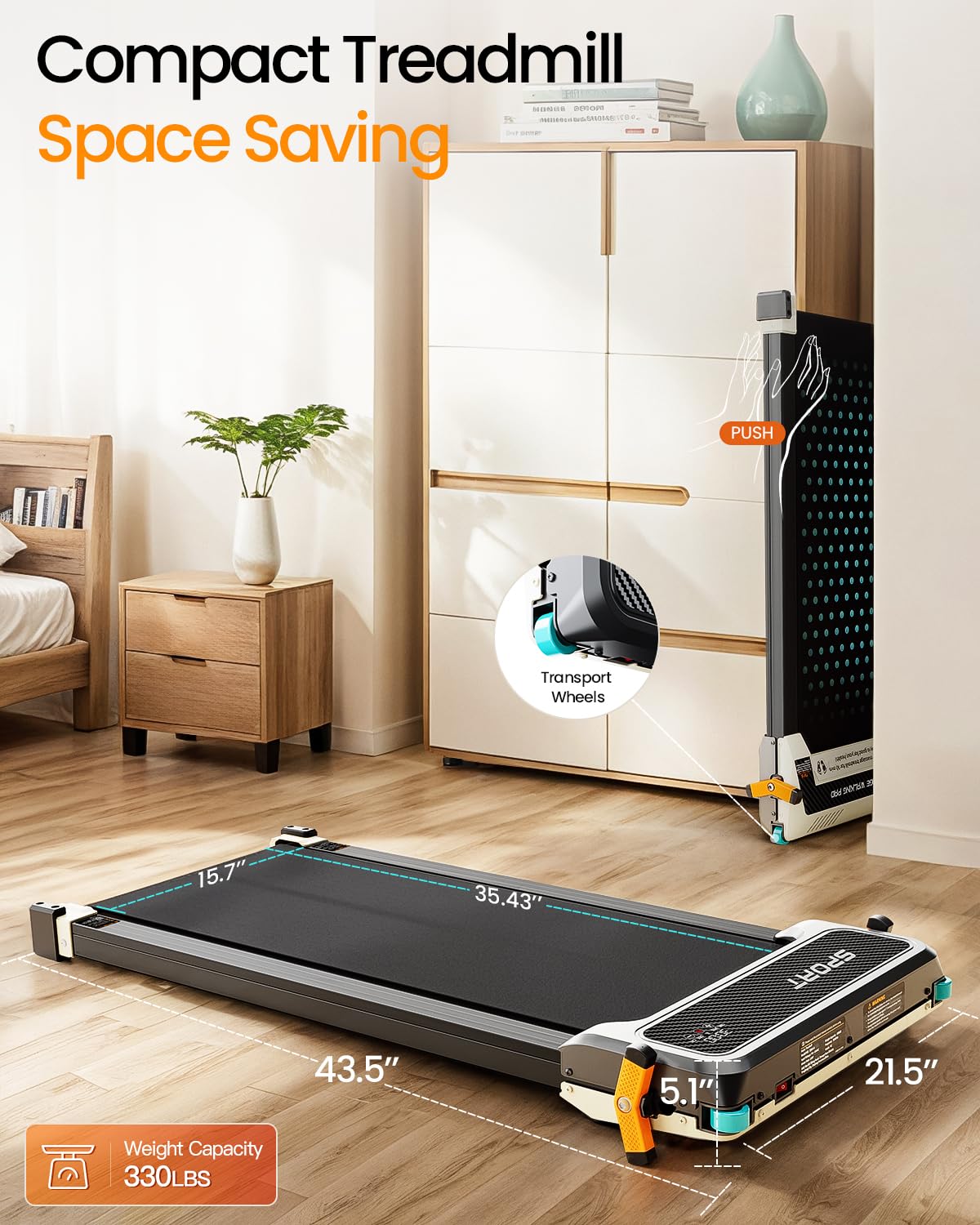 AKLUER Walking Pad with Incline - Dual-Sided 2 in 1 Under Desk Treadmill with Shiatsu Foot Massager, 330LBs Walking Pad Treadmills for Home and Office, LED Display and Remote Control, Black