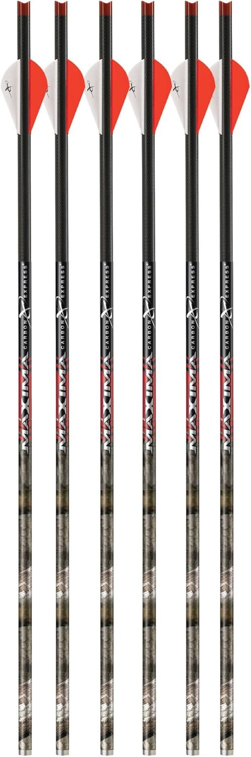 Carbon Express Maxima Hunter Fletched BuffTuff Plus Carbon Crossbolt with R2 Vanes, 6-Pack, Mossy Oak Treestand Pattern
