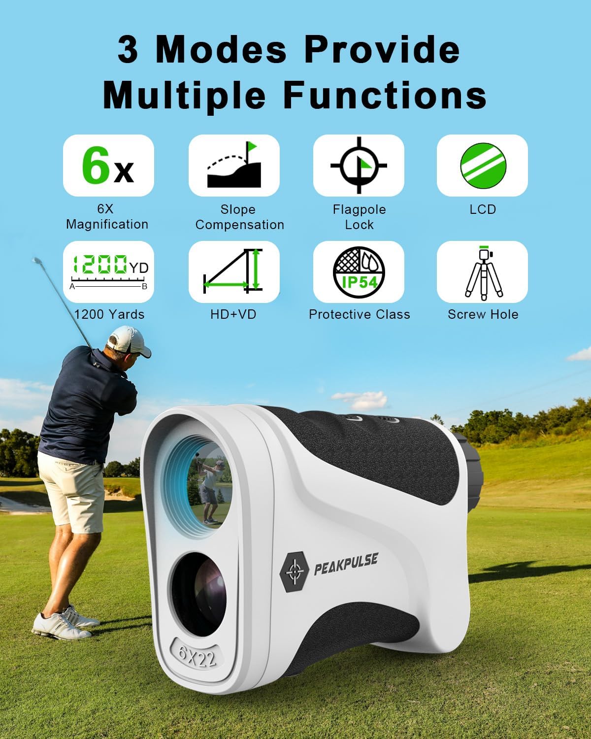 Golf Rangefinder 650/1200/1700 Yards Range Finder Golfing 6X Magnification 0.5 Yard Accuracy Flag Pin Lock Vibration Fast Focus