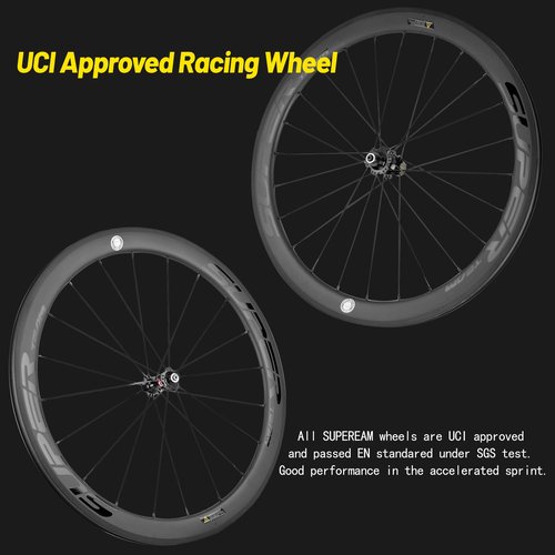 SUPERTEAM Carbon Wheelset 700C Rim Brake 50mm Matte 25mm, Road Bike Wheels Support 8/9/10/11 Speed, Tubeless 25-28c Cycling Accessory, Shim 8-12 Speed