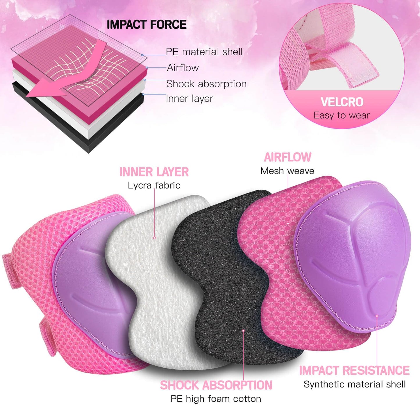 Wemfg Kids Protective Gear Set Knee Pads for Kids 3-8 Years Toddler Knee and Elbow Pads with Wrist Guards 3 in 1 for Skating Cycling Bike Rollerblading Scooter