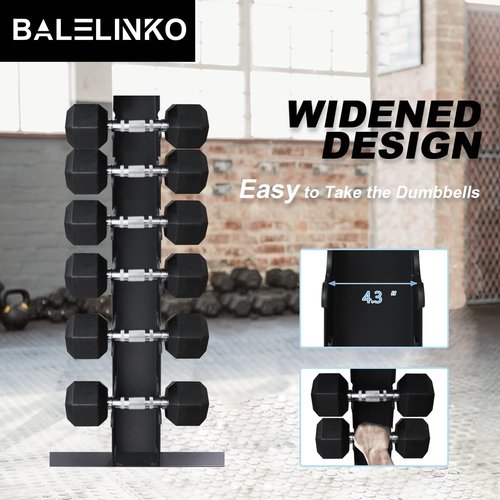 Balelinko Dumbbell Rack Stand Only, 6 Tier Triangular Frame Dumbbell Weight Rack, Dumbbell Holder with 18 Dumbbell Storage Placements, 900 lbs Weight Capacity Weight Storage Stand for Home Gym，Black
