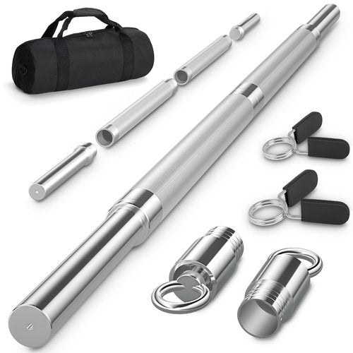 DASKING 4ft/4.9ft Barbell, 1-Inch Standard Detachable Bar, Portable Strength Training Bar for Weightlifting, Squat, Bench Press, Home Gym, 450LBS, Includes Silent Collars