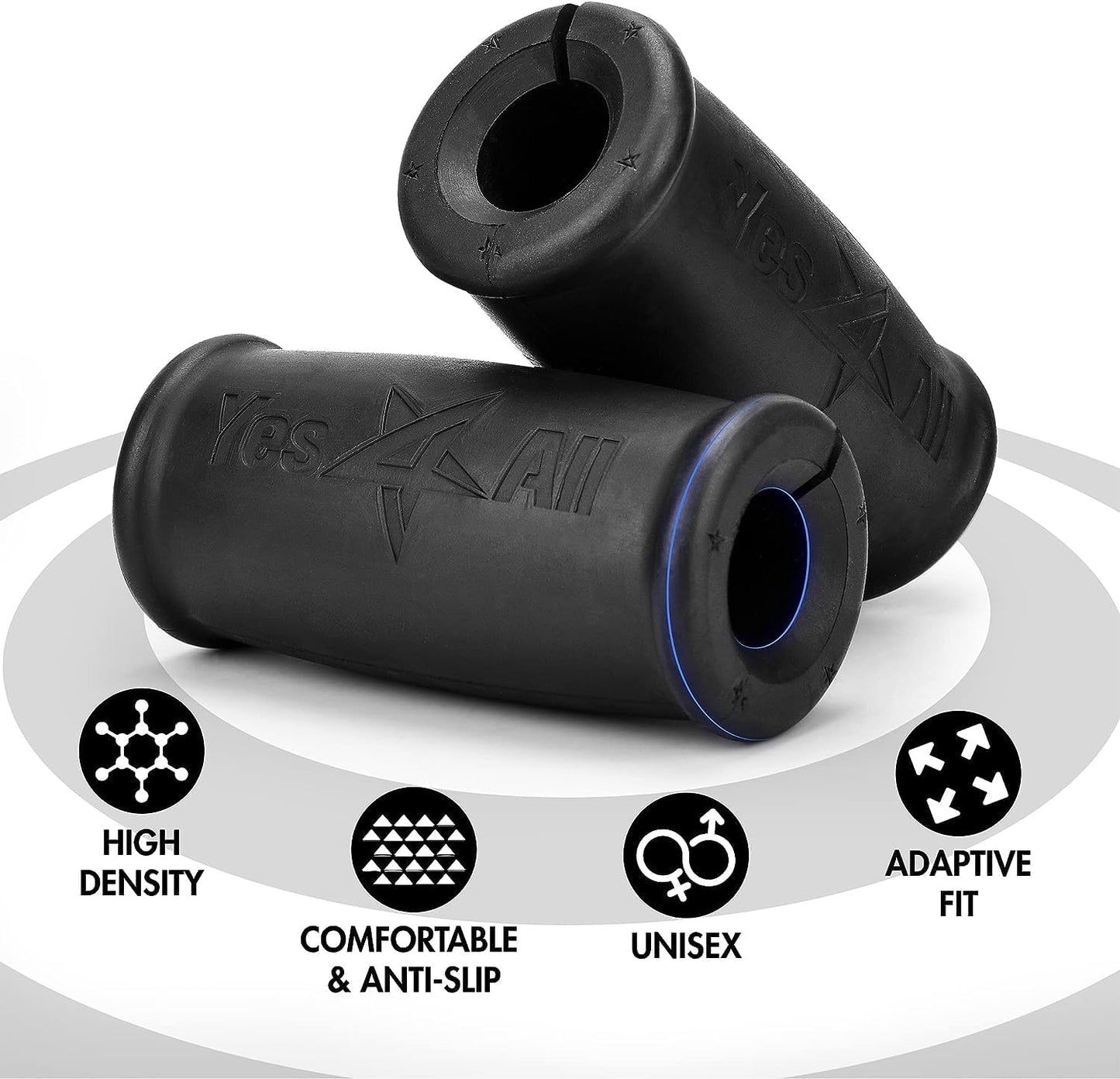 Yes4All Thick Dumbbell Handles Grips, Firm Rubber Barbell Grips, Great for Increasing Forearm Strength, Weightlifting, Muscle Building, Cable Attachments
