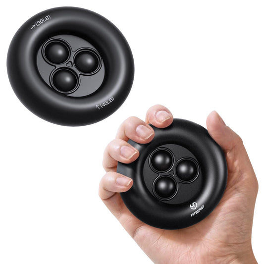 FitBeast Grip Strength Trainer, Dual Resistance Grip Ring, Stress Relief Bubbles, Hand and Forearm Strengthener for Rehabilitation and Stress Relief, Black