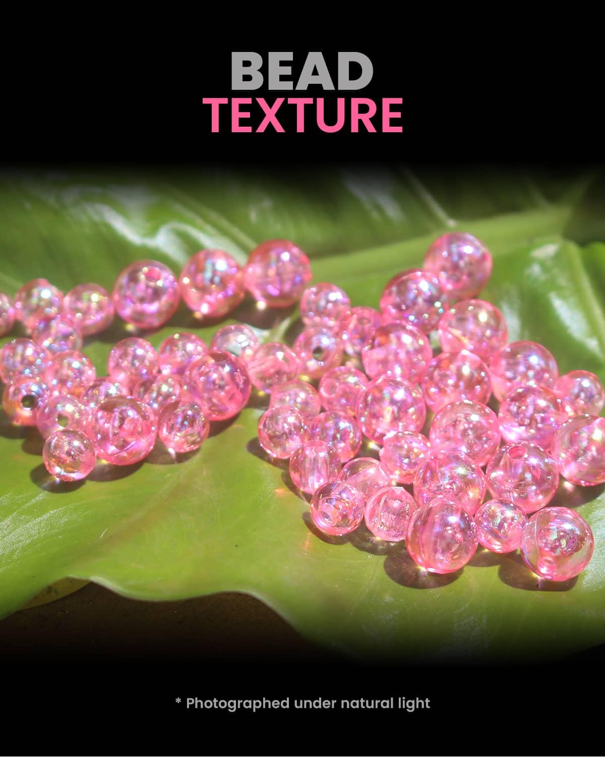 Fishing Beads Fishing Line Bead Flash Colorful Lures Baits Rigs，6/8mm Round Float Fishing Rig Lure Tackle Set for Saltwater Freshwater (High Flash Dark Pink-6/8mm(150pcs)/Set)