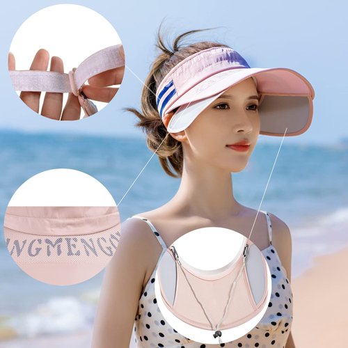 Peicees Sun Visor Hat with Wide Brim for Women Sun Protection Cap for Golf Tennis Beach Running Hiking Fishing Gardening White