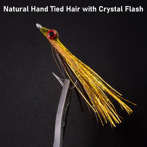 Dr.Fish 6 Pack Clouser Minnow Fishing Flies Streamer Hand Tied Bass Fly Fishing Lure Artificial Baitfish Smallmouth Saltwater Freshwater Striper Flounder Lures #2