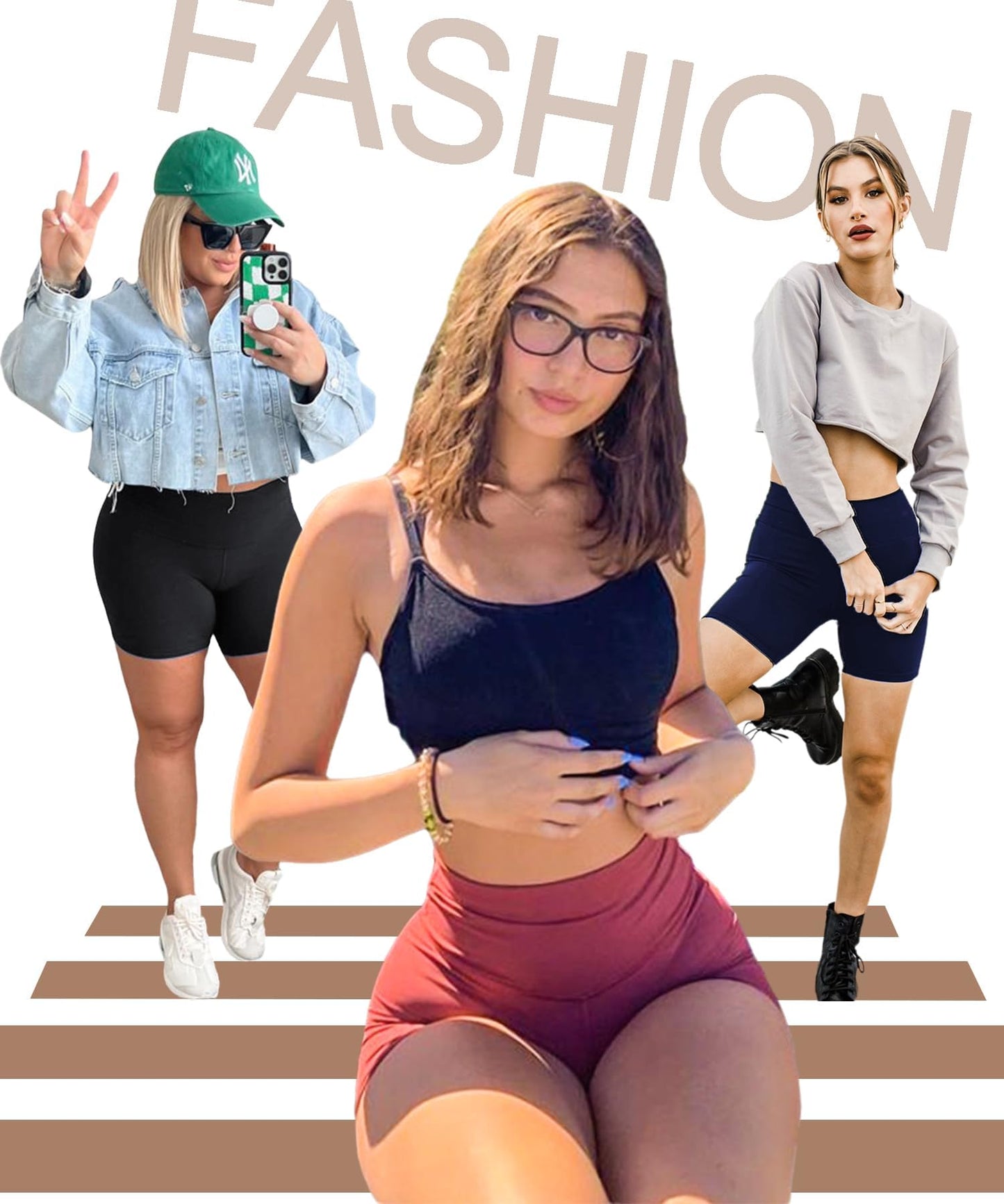 FULLSOFT 3 Pack High Waisted Biker Shorts for Women – 5" Black Workout Yoga Athletic Spandex Soft Shorts for Gym Running Party Going-Out Gifts for Yogis(Black, Navy Blue, Pink,Small-Medium)