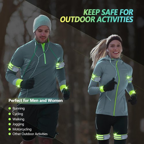 Xeiophoy Reflective Band for Night Running Walking, 6 PCS Premium Reflective Bands for Arm/Wrist/Ankle/Leg, High Visibility Reflective Running Gear Adjustable for Men and Women