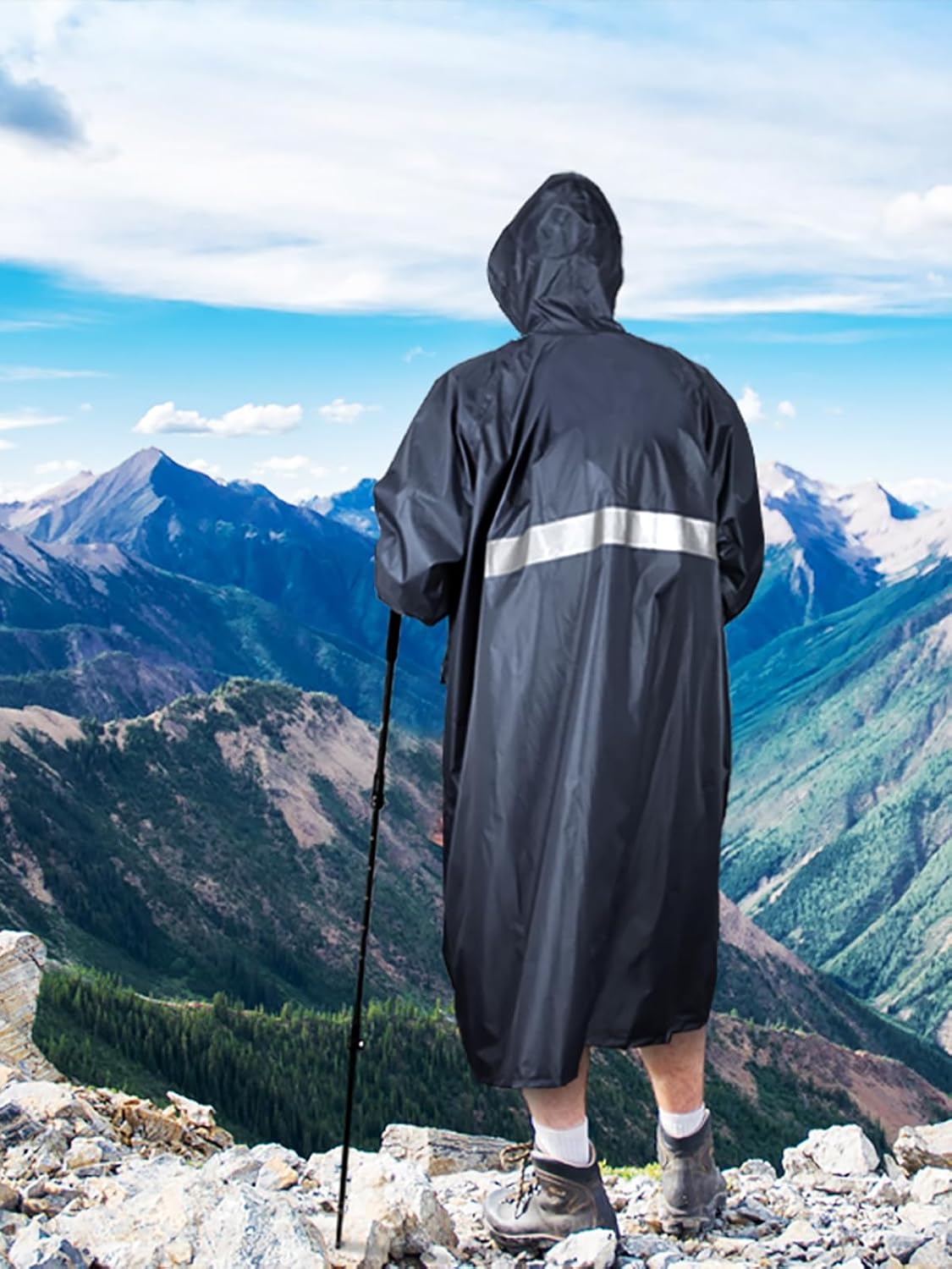 ANYOO Hood Rain Poncho Waterproof Lightweight Raincoat for Men Women Adult with Pocket for Hiking Camping Outdoor Activities