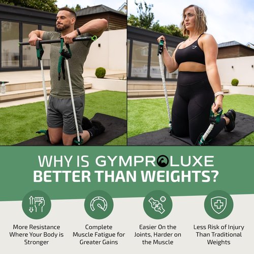 Gymproluxe Original Resistance Bands Bar Set - Exercise Band Set for Home Gym - 198 lbs Workout Band Set - Multi Gym Fitness Equipment for Home Workout