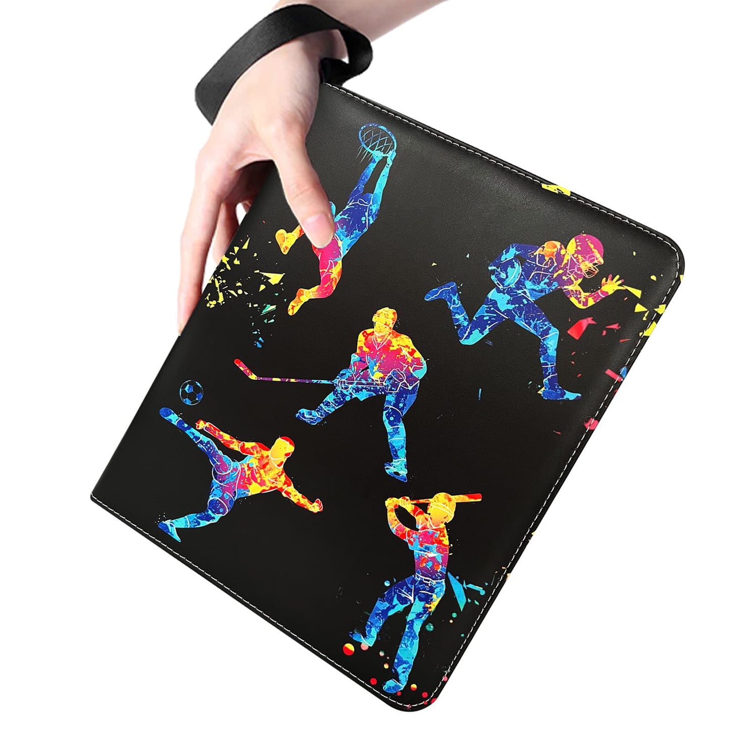 400 Pockets Sports Cards Binder,Trading Cards Holder Card Collectors Album,Trading Card Binder 4 Pocket with 50 Removable Sleeves for Football Baseball Basketball Hockey Soccer Card