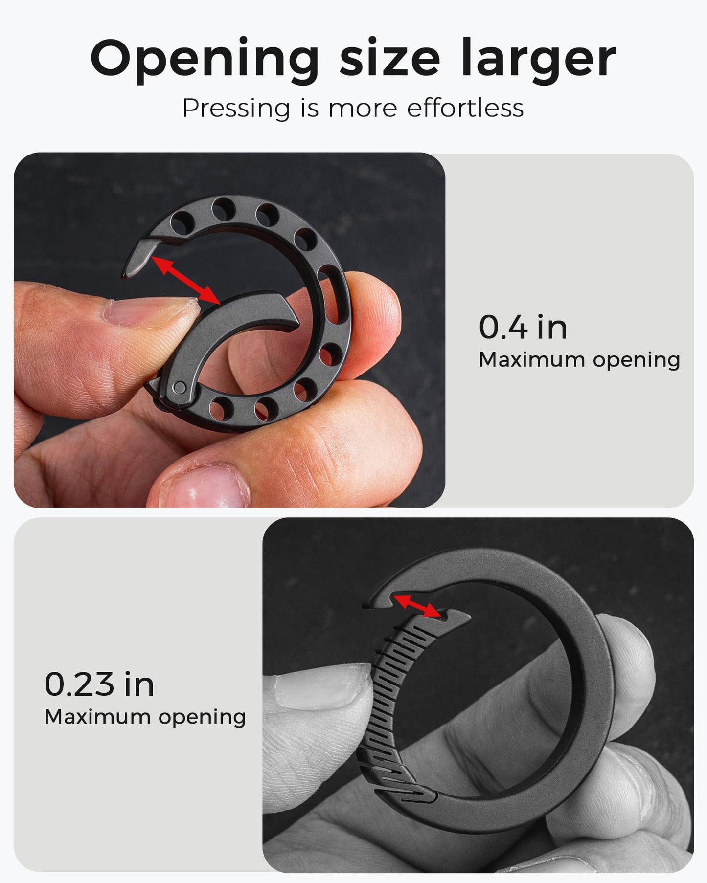 IUMIUN Titanium Circle Small Keychain Carabiner Clip with 2pcs 25mm/1inch Stainless Steel Key Rings, Quick Release Keychain for Men, Multi-Hole Design