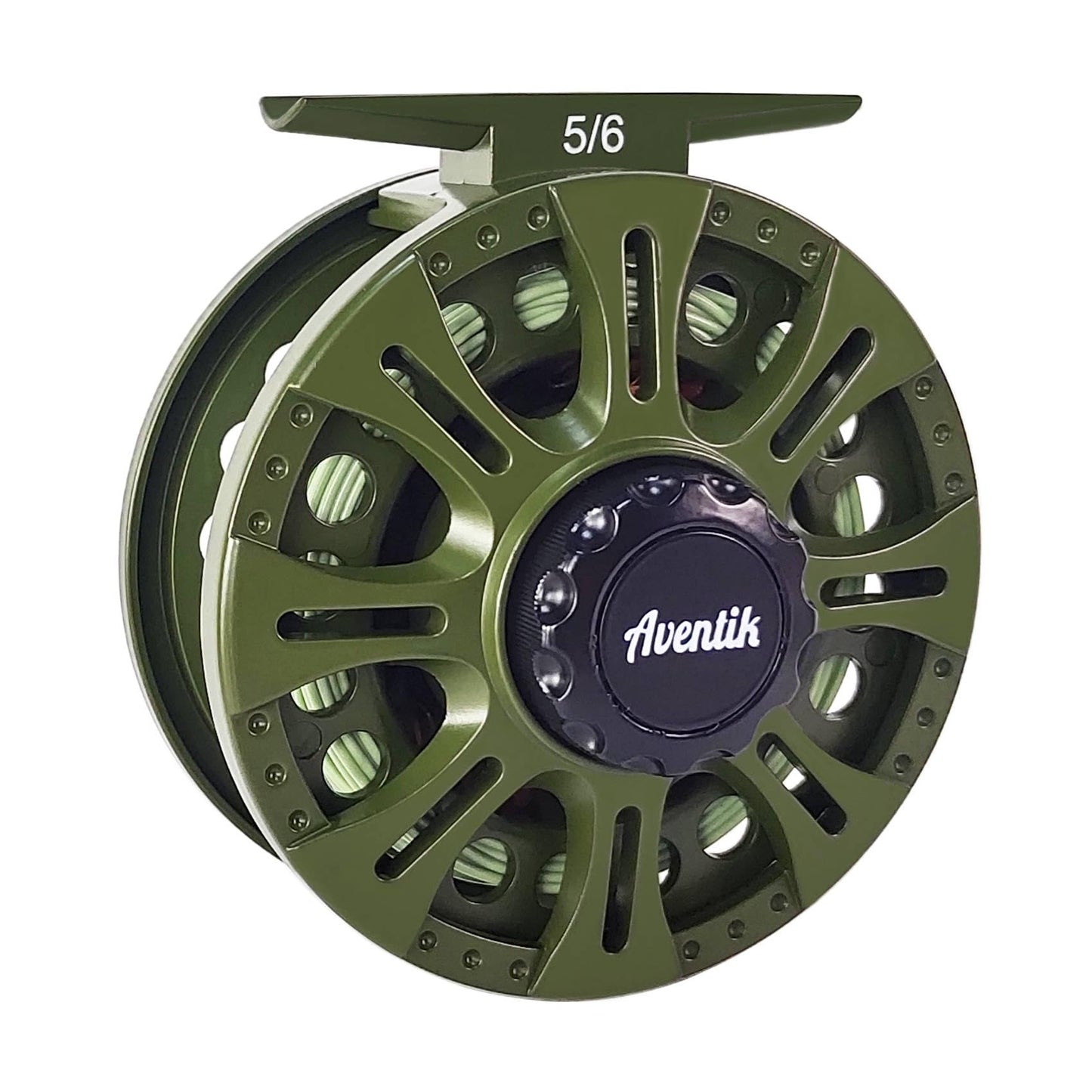 Aventik HVCE Graphite Fly Reel Center Drag System Classic III Graphite Large Arbor Sizes 3/4, 5/6, 7/8wt Fly Fishing Reels with Line (5/6 with Line)