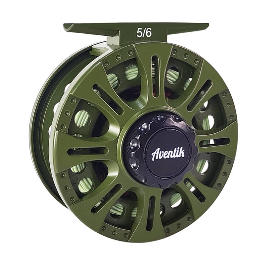 Aventik HVCE Graphite Fly Reel Center Drag System Classic III Graphite Large Arbor Sizes 3/4, 5/6, 7/8wt Fly Fishing Reels with Line (5/6 with Line)