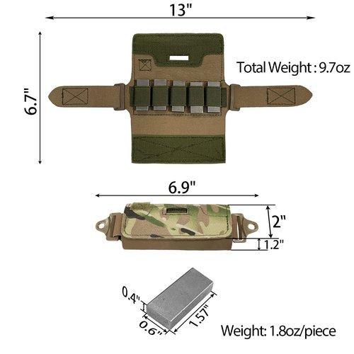 Sutekus Helmet Counterweight Tactical Helmet Balancing Weight Bag Counterbalance with Five Counter Blocks for OPS Fast BJ PJ MH (Camo)