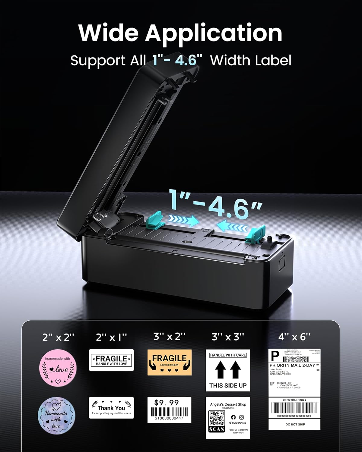 Asprink Shipping Label Printer, Bluetooth Thermal Label Printer for Small Business & Shipping Packages, 4X6 Wireless Thermal Printer Compatible with Android, IOS, Windows, Mac, Ebay, USPS, FedEx, Etsy