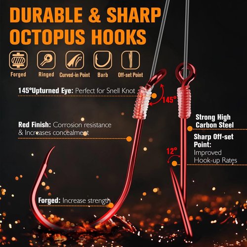 Dovesun Walleye Rigs 16lb Walleye Spinner Rig Crawler Harness with Unique Smile Blades Worm Harnesses for Walleye Fishing #2 Octopus Hooks 7PCS