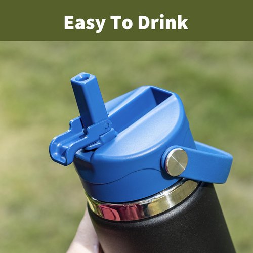 Diumepo Lid with Straw for Hydro Flask, Replacement Straws Cap Lid for Hydroflask 12-64 oz Wide Mouth Water Bottles, Dust Cover Lid Compatible with Wide Mouth Water Bottles(Blue)