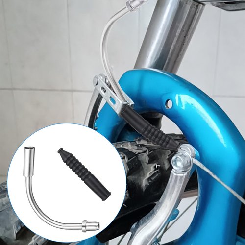 Giantree Bike V Brake Noodle Cable Guide Pipe, 4Pcs Brake Noodle Cable Guide Pipe and End Caps accessories Bicycle Brake Pipe with Rubber Boots for Mountain and Road Bicycle Riding Set(90° Noodles)