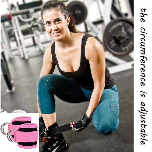 EastyGold Ankle Straps Ankle Resistance Bands Wrist Cuffs Padded Straps Adjustable Fitness Glute Kickback D-Ring for Cable Machine Gym Foot Leg Training Brace Support 1 Pair