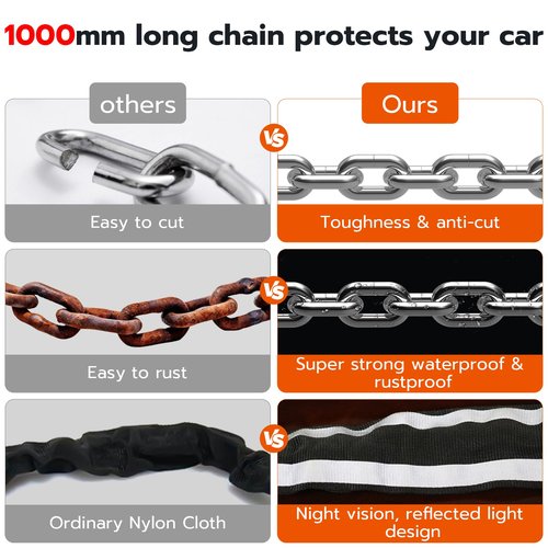 Dhiedas Fingerprint Bike Chain Lock, Bluetooth Bike Lock Waterproof Biometric Keyless Lock Heavy Duty Anti-Theft with 3.3 Feet Long Chain Lock for eBike Scooter Gate Ski Snowboard
