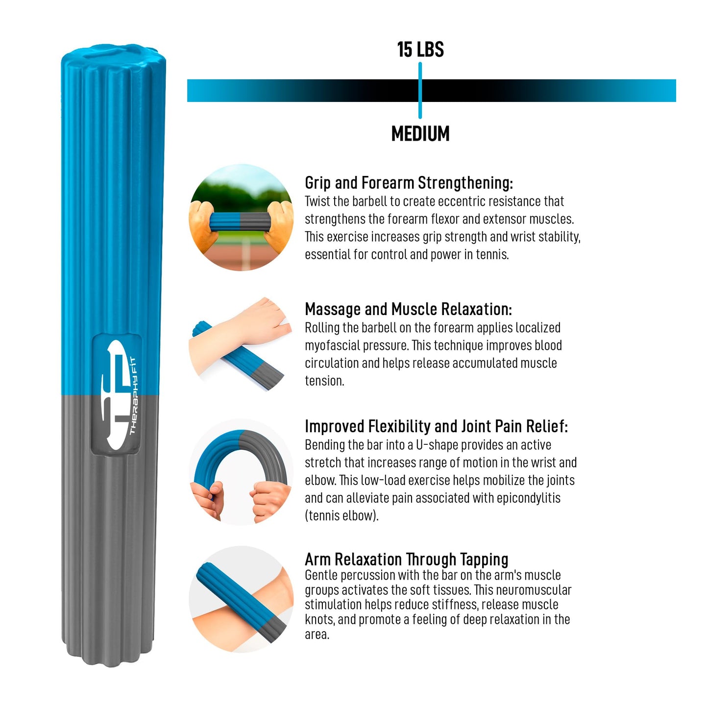 Flex bars for Physical Therapy – Wrist Strengthener & Finger Trainer for Tennis Elbow Relief – 3 Silicone Bars with Bag