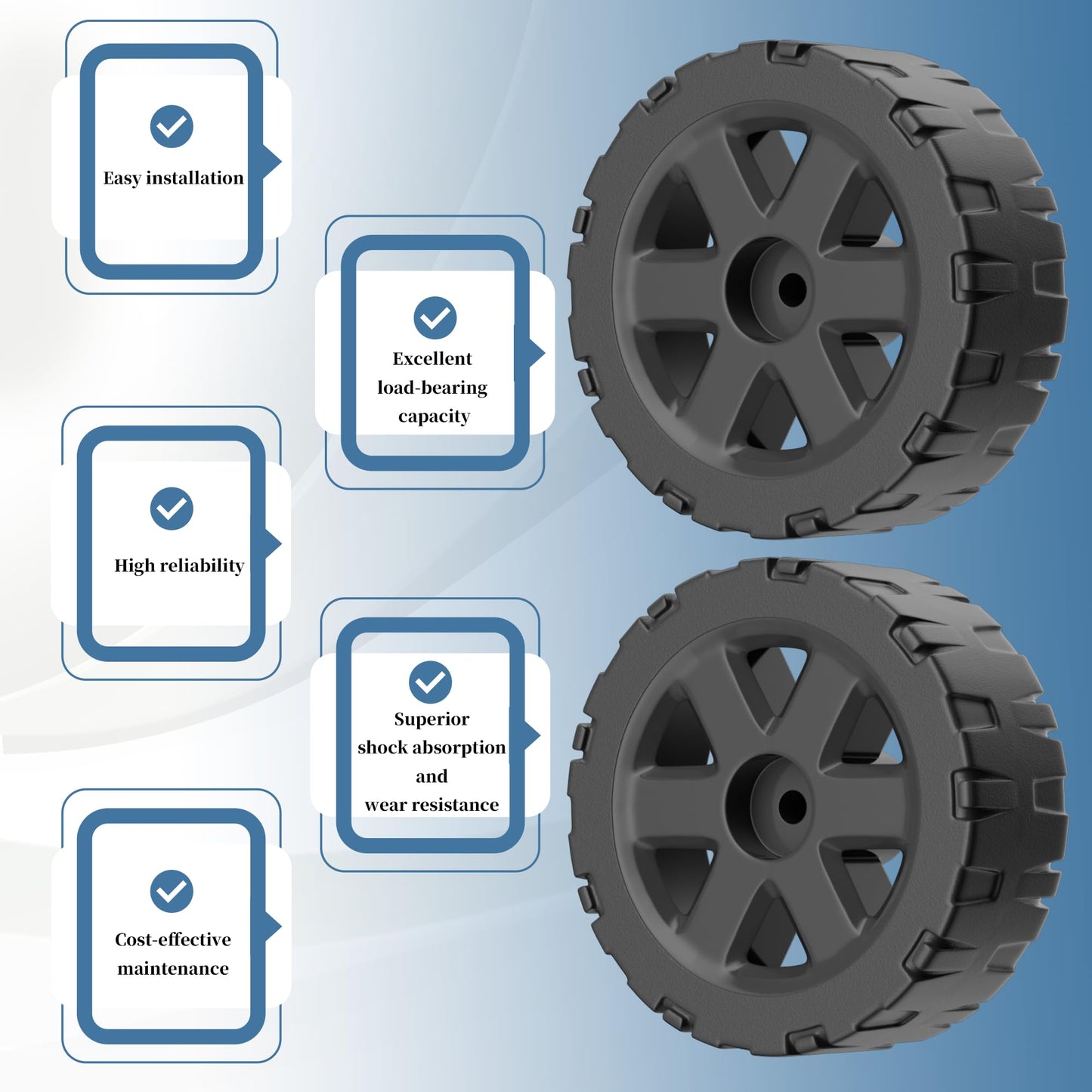 4-inch Black High-Strength Silent Wheels for cooler, Compatible with Igloo 5 Gal Beverage Rollers、Ice Cube 60/70 Qt Rollers coolers -2 Pack