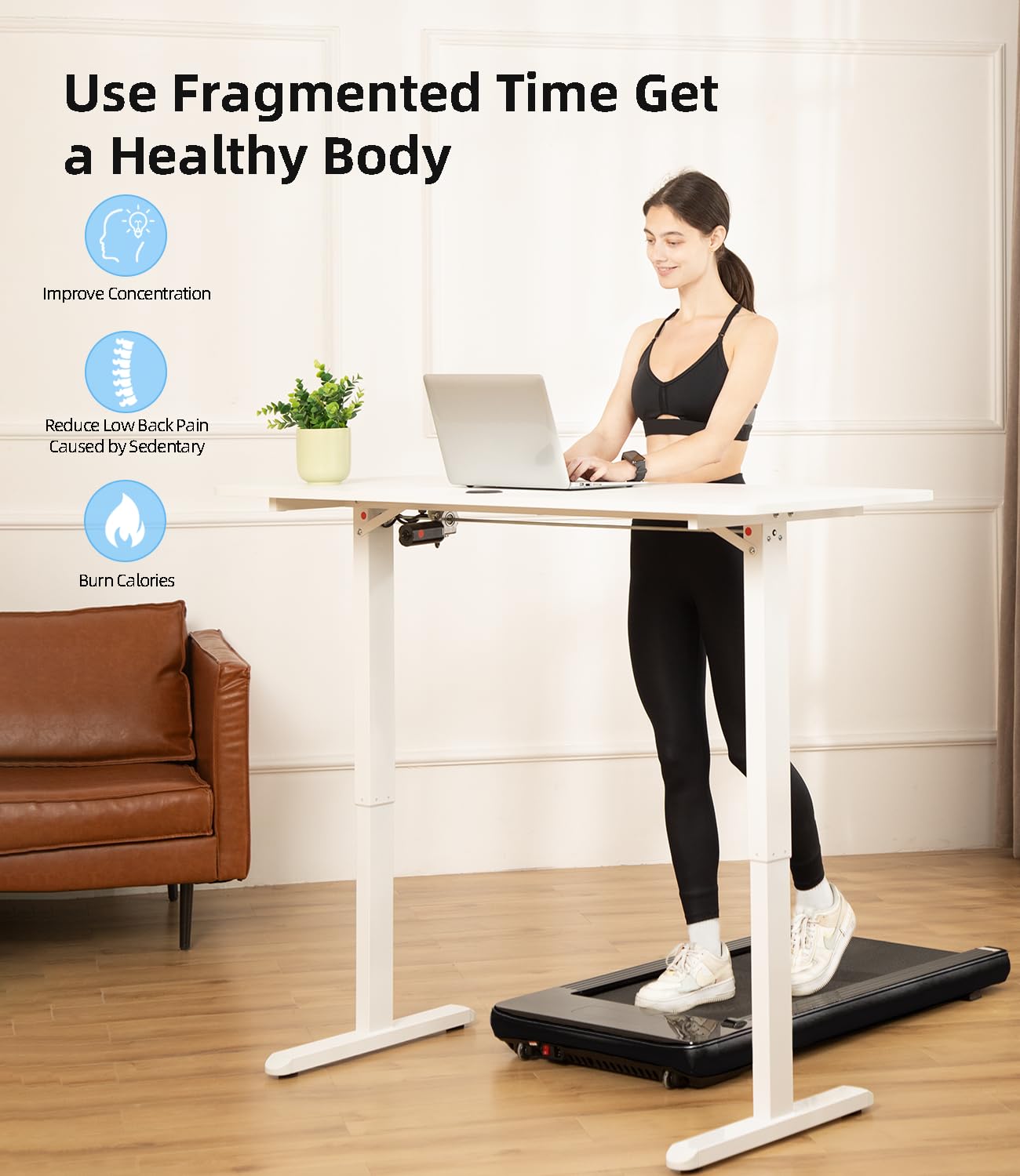 Bifanuo Walking Pad - Under Desk Treadmill for Home/Office, Portable With Remote Control LED Display - Ideal for Fitness Enthusiasts (Black)