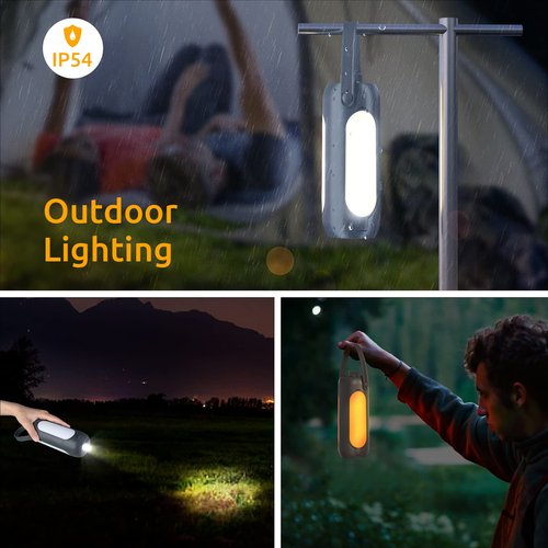 Pluralla Camping Lantern 720LM with Flashlight Design, 10000mAh Rechargeable LED Camping Lamp, 11H Run Time, Deployable Lampshade Multifunctional Camping Light for Hurricane, Emergency, Travel-Grey