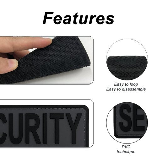 uuKen 3Pcs Security Patch Gray Background for Hats Caps Bags Backpacks Vests Clothing (3 Pack, 1Pcs 4" x 1.4", 1Pcs 6" x 2", and 1Pcs 8.5" x 3")