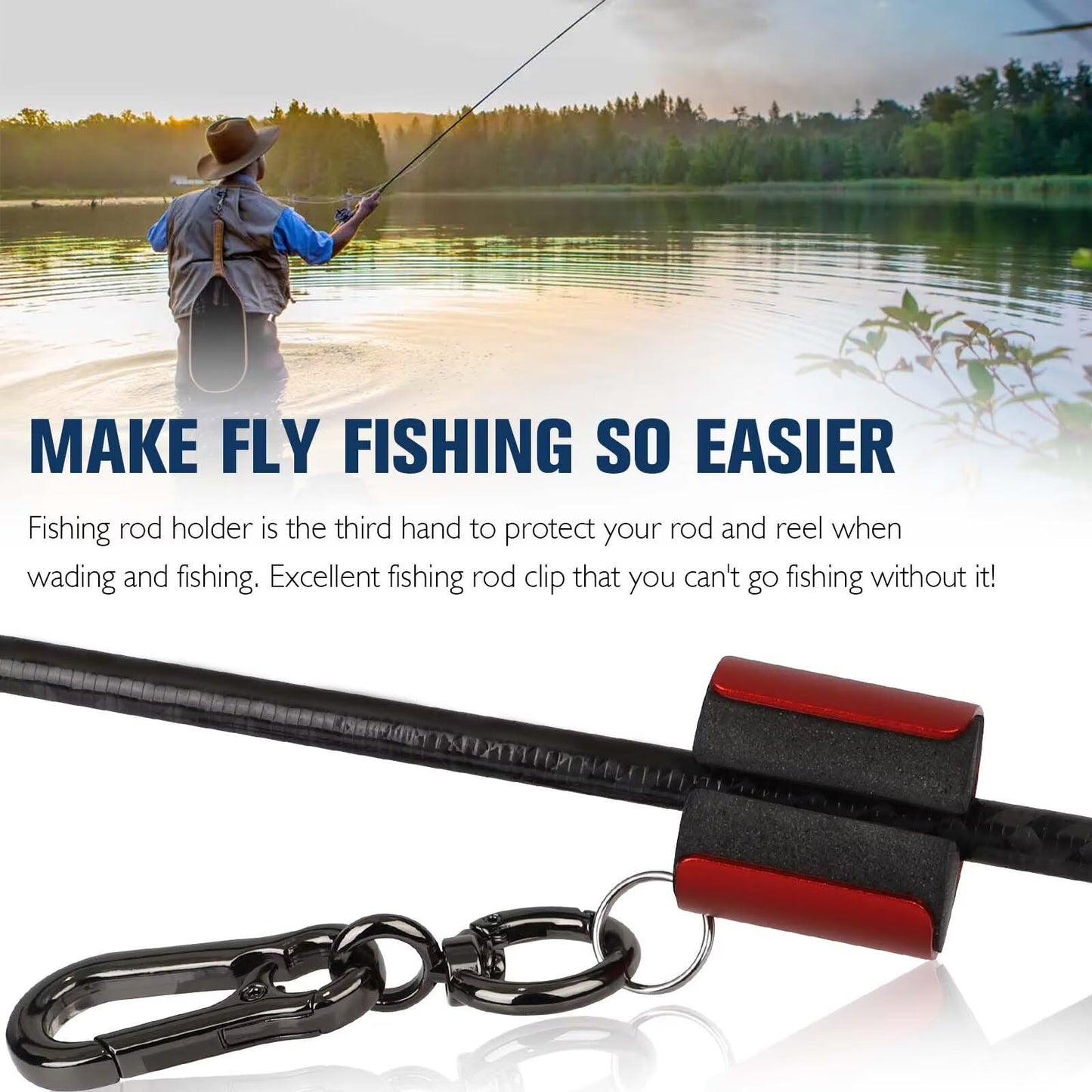Dovesun Creek Rod Clips Wearable Fishing Rod Holder Clip Fly Fishing Pole Accessories 2PCS Red