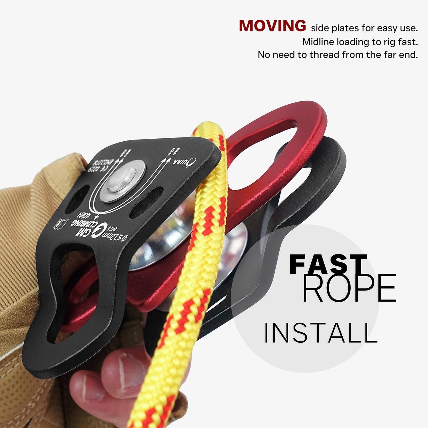 GM CLIMBING 40kN Micro Double Pulley Prusik Minding Ball Bearing UIAA CE for Progress Capture System Rigging Hauling Rescue Arborist Tree Climbing