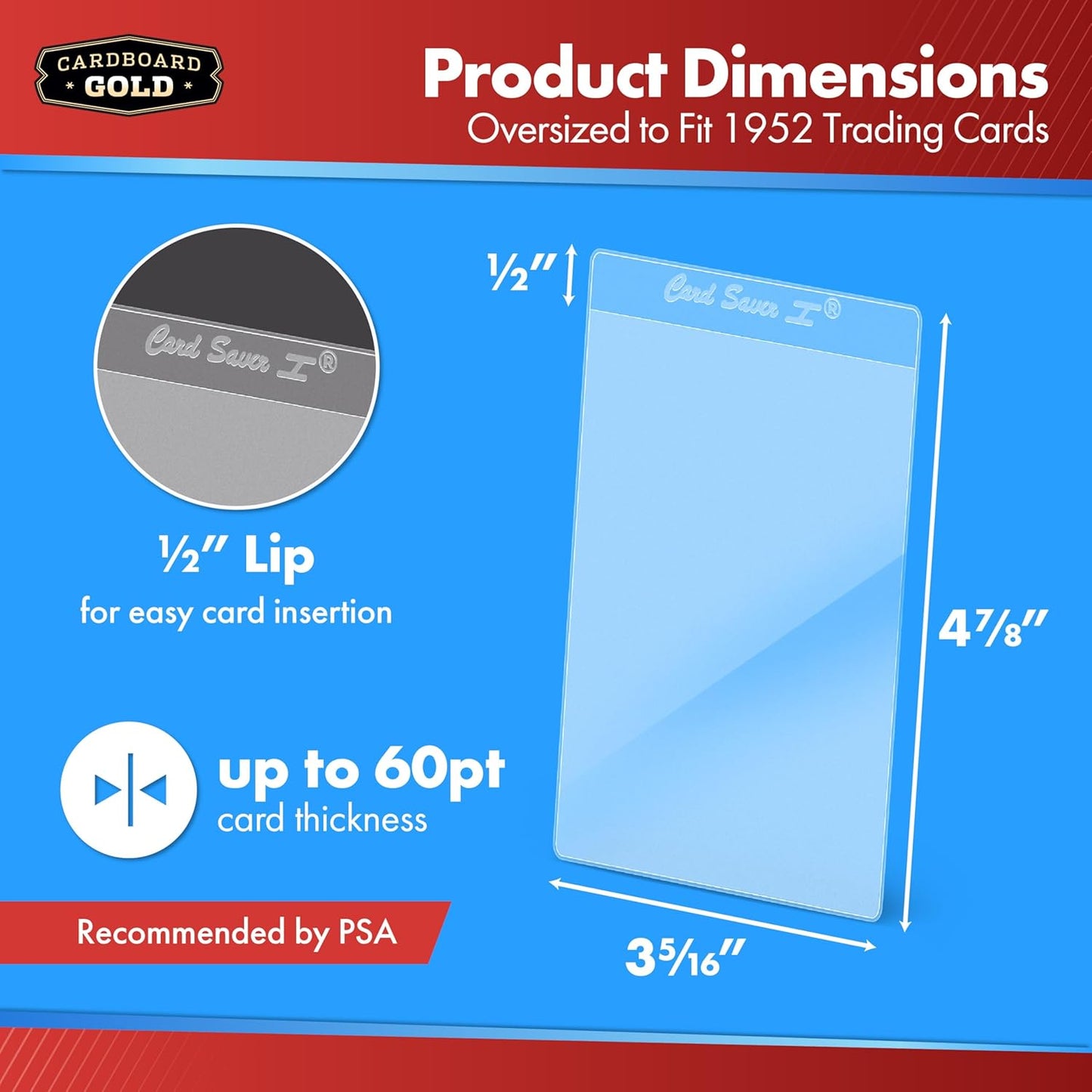 CARD SAVER 1-200 Count - Semi Rigid Card Holder, Trading Card Protectors - PSA-Approved Cardsaver for Baseball, Trading, Sports Cards - Card Sleeves, Binder, & Storage Box Compatible