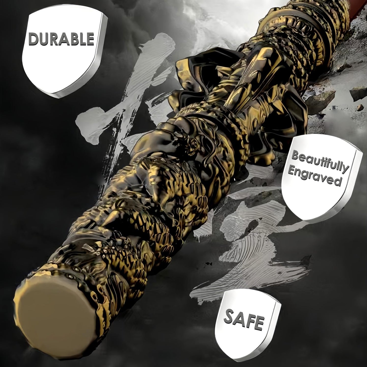 40 inch Long Black Myth Wukong Staff, PU Material(High Strength Soft Rubber), Ruyi Jingu Bang, 1:1 Restoration of Reality, Sun Wukong Staff, Three-Dimensional Carving, Collections for Fans