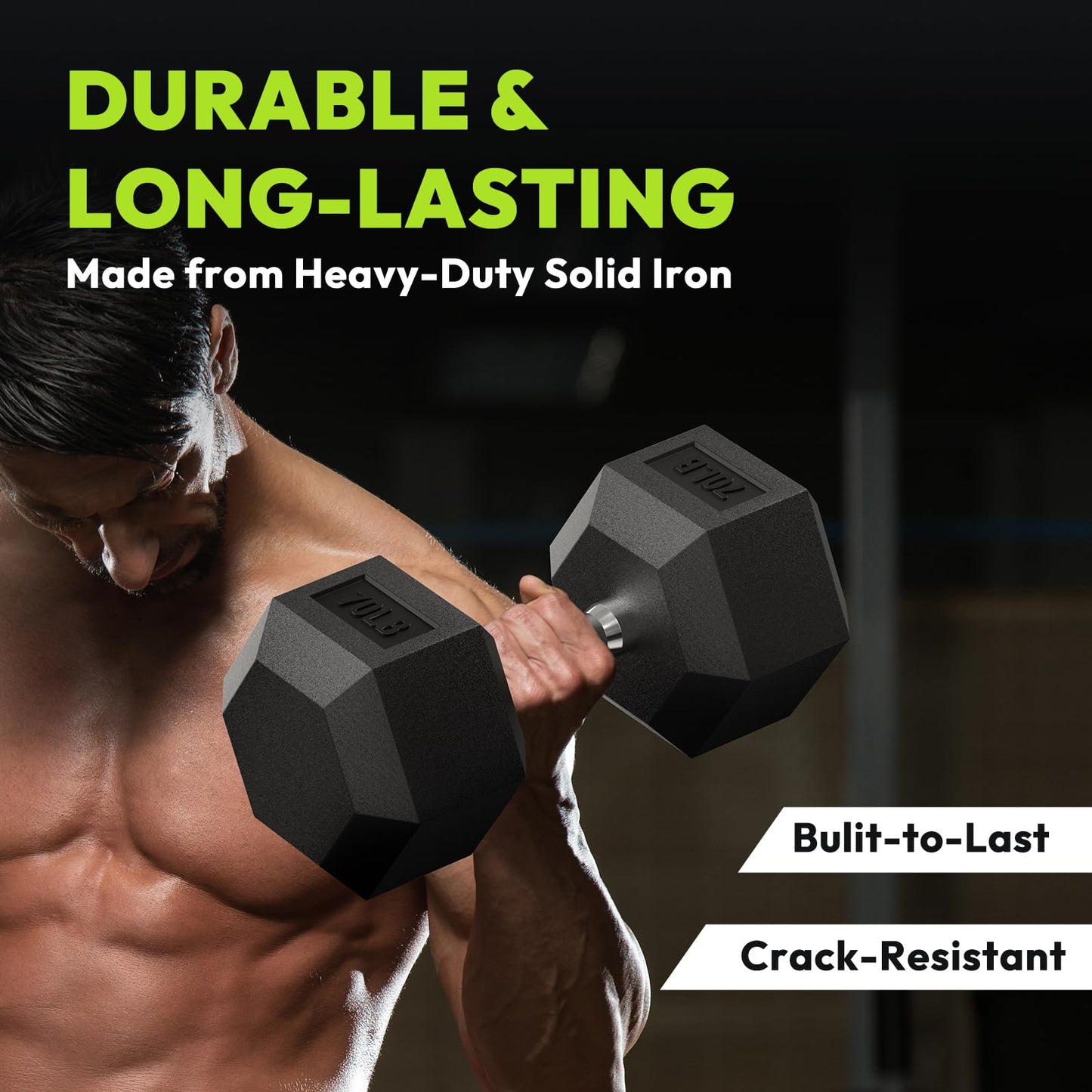 HANDBODE Hex Dumbbell Rubber Encased Exercise & Fitness Dumbbells, Hand Weight For Strength Training / 27.5LB