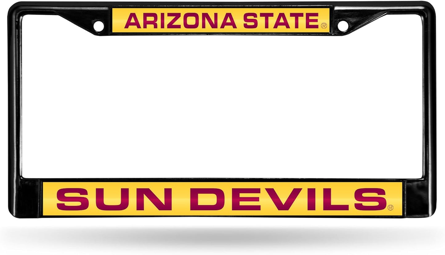 Rico Industries NCAA Black Laser Cut Chrome Frame 12" x 6" Black Laser Cut Chrome Frame - Car/Truck/SUV Automobile Accessory