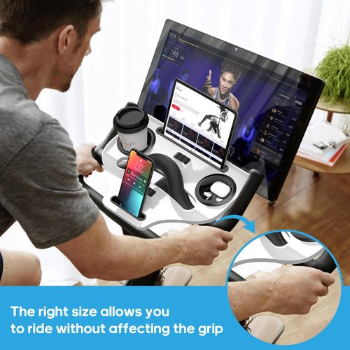 Qsxou Desk Attachment Compatible with Peloton Bike (NOT Bike+) Tray Holder for Phone, Cup, Tablet, Ergonomic Platform Tray Accessories for Peloton Spin Bikes Transparent Acrylic Material
