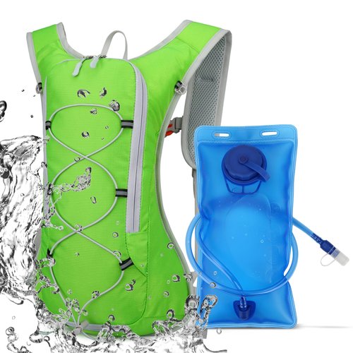 TFO Hydration Backpack 12L with Water Bladder 2L Hiking Water Backpack Women Men Hydration Pack Insulated Lightweight Day Hydropack with Storage for Hiking, Biking, Running (Green)