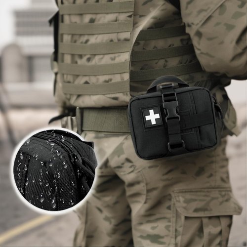 YUNCAIMAOYI Tactical Molle First Aid Pouch for Duty Belt, Vest IFAK Rip-away EMT First Aid Pouches Tactical Molle Medical Kit Pouch for Travel, Hiking, Hunting Black