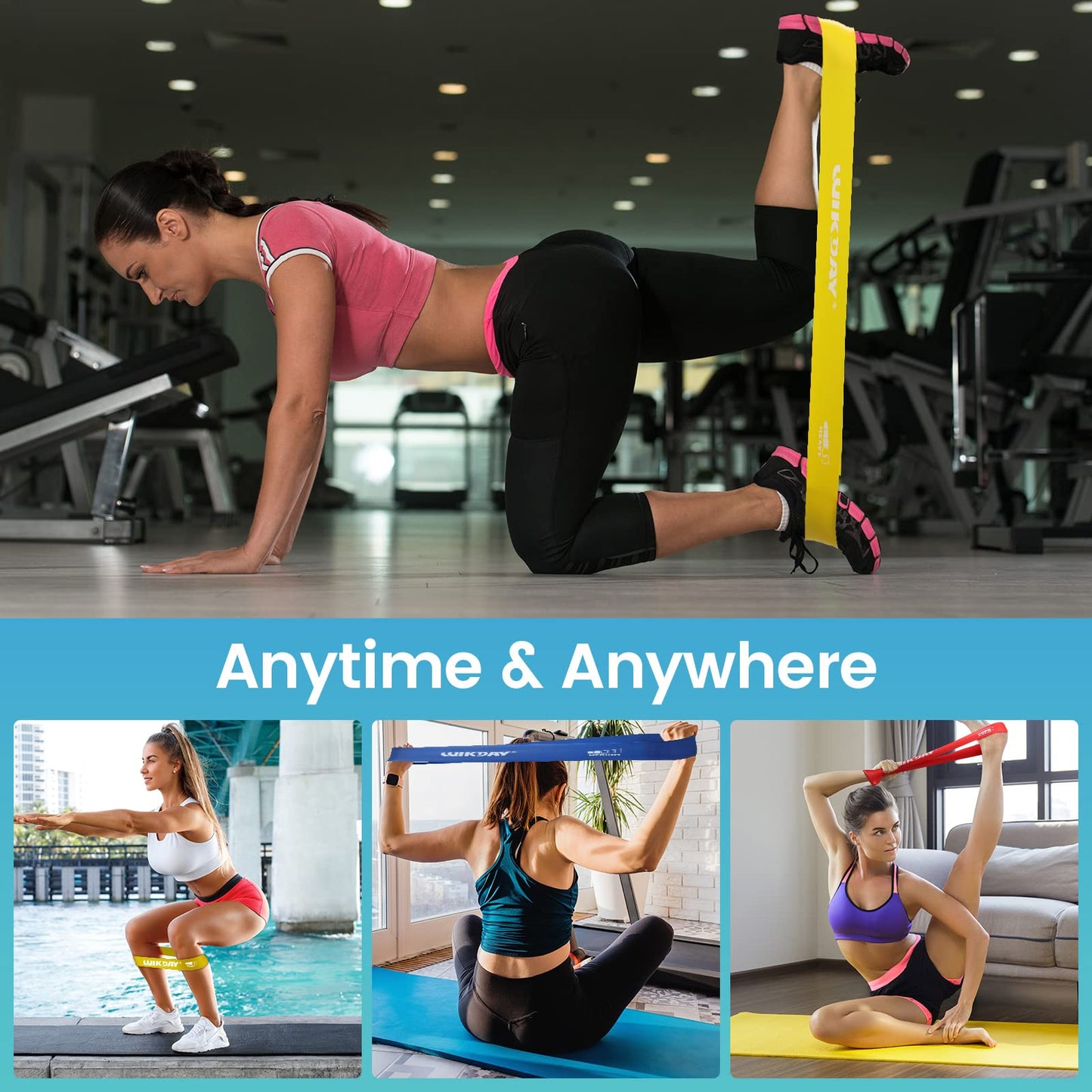 WIKDAY Resistance Bands for Working Out Exercise Loop Bands Workout Bands Set for Men Women Body Stretching, Training, Home Workout, Physical Therapy, Booty Legs, Set of 5 (Assorted)