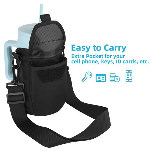 Xxerciz Water Bottle Carrier Bag for Simple Modern 50 oz Mug Tumbler with Handle, Nylon Bottle Pouch with Phone Pocket, Adjustable Shoulder Strap Water Bottle Holder for Simple Modern Cup Accessories