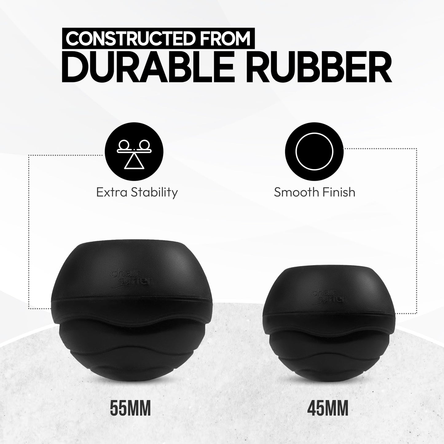 Stabilizing Rubber Ball Feet for Helinox Camping Chair - Durable Outdoor Chair Leg Cap, Help Stability on Rugged and Uneven Surfaces (Black, 45mm)