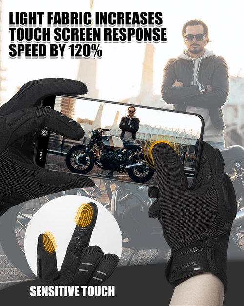 RIGWARL Mountain Bike Gloves, EUDE Anti-Fall Protection Motorcycle Gloves Women and Men, Ultra-Thin and Breathable Bike Glove with Touchscreen Fingers for Riding ATV MTB
