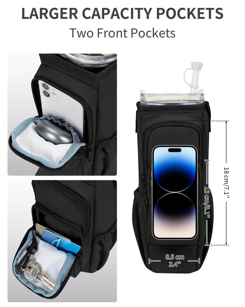 sportsnew Water Bottle Carrier Bag with Phone Pocket for Stanley Brumate era 40oz Accessories Insulated Water Bottle Holder Pouch with Strap Stanley Cup Sling Bag with Straw Cover for Crossbody