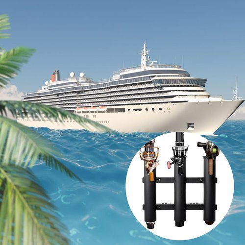 BigTron Fishing Rod Holder Bracket, Tube 3 Rod Rack, Fishing Rod for Boat Kayak Garage Storage or Truck with Screws Side-Mount (Black) (2)
