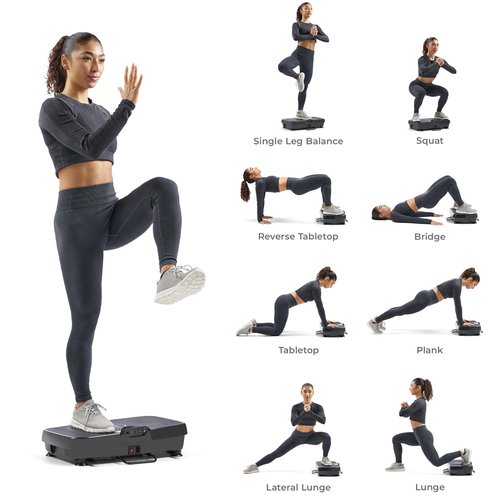 Sunny Health & Fitness FITBOARD Premium 2D Total Body Shaker Platform for Toning, Sculpting & Recovery, Vibration Plate Exercise Machine with Dual Resistance Bands & Wireless Remote – SF-VP822056