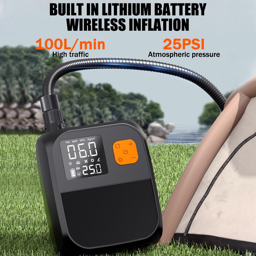 3T6B Rechargeable Paddle Board Pump with 8000mAh Battery,25PSI High Pressure SUP Pump & Car Adapter Powered Portable Electric Air Pump,for Stand Up Paddle Boards,Boats,Tent and Kayaks