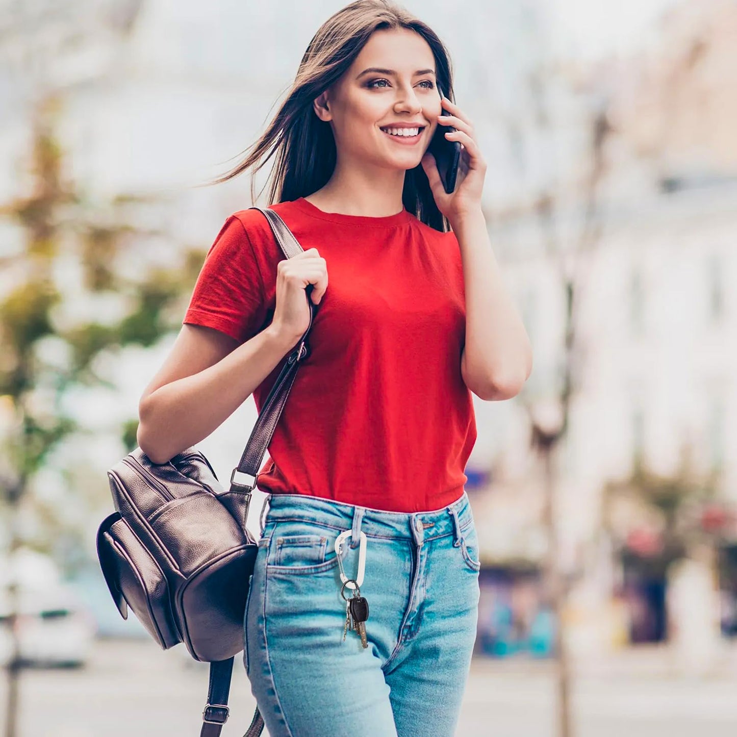 6 Pack Carabiner Clip D-Shape Spring for Keychain, 3 inch Heavy Duty Keychain Clip for Climbing Fishing Hiking Outdoor Clip Hook White